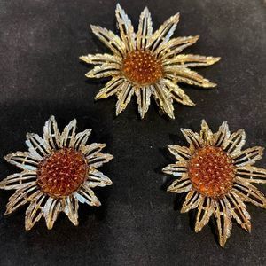Sarah Conventry vintage Sunflower broach and clip on earrings set